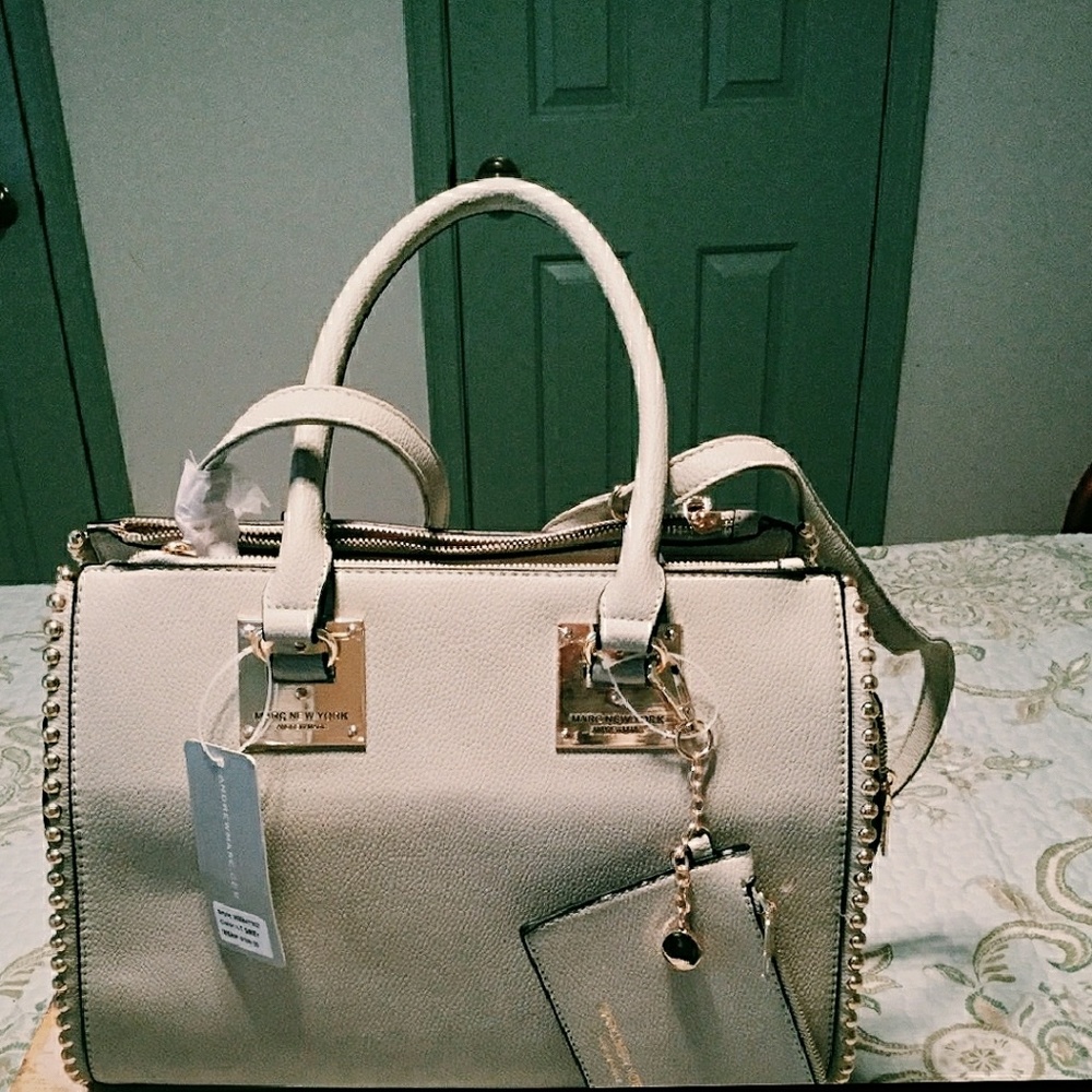 $DROP$ Andrew Marc 3 section studded satchel